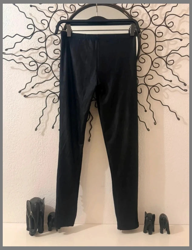 Legging noir "wet look" effet cuir brillant avec déchirures stylisées - Taille unique – photo 3